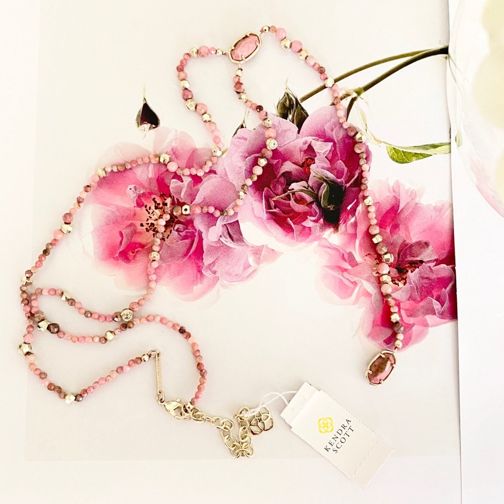 Kendra Scott Bethany Gld Y Necklace Pink Rhodonite